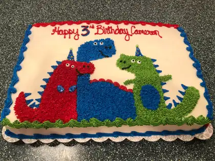Dinosaur 3rd birthday sheet cake