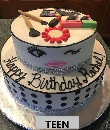 Makeup themed teen birthday cake