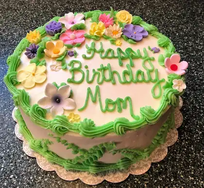 Birthday cake for Mom covered in flowers