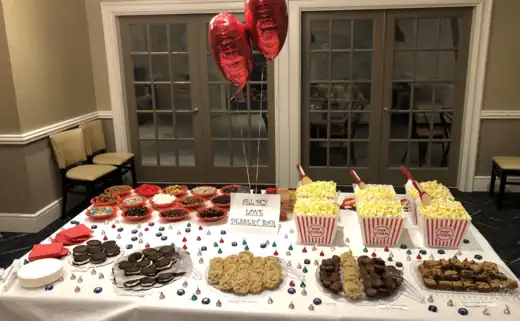 Dessert display table at a corporate event