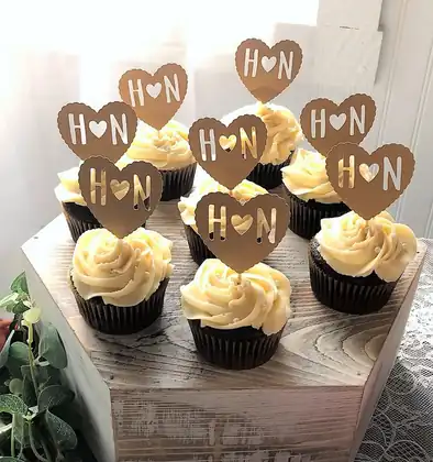 Cupcakes with heart toppers