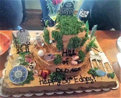 Over the hill 50th birthday cake