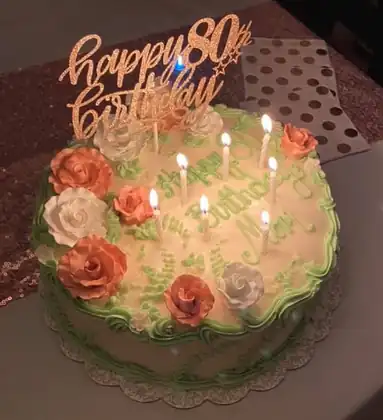 80th birthday cake with roses