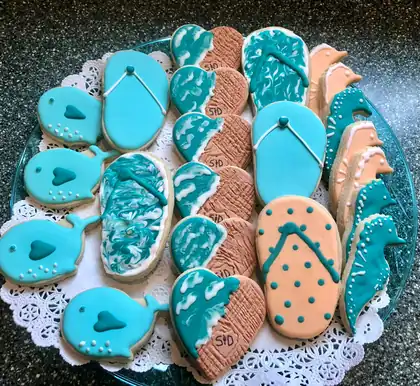 Beach themed flip-flop sugar cookies